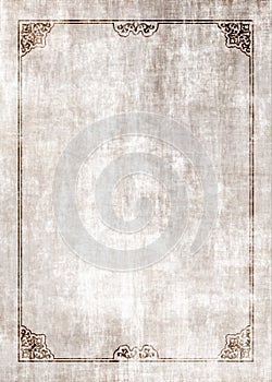 Decorative rectangular framework on a piece of parchment. Floral corners.