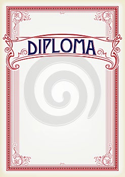 Decorative rectangular red framework and banner.