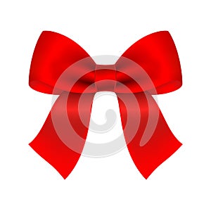 Decorative red bow. Vector bow for page decor isolated on white