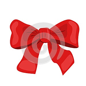 Decorative red gift bow on white background, vector