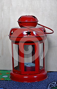Decorative red metal lantern