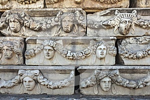 Decorative reliefs in Aphrodisias, Geyre, Caria, Turkey photo