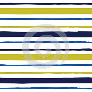 Vector seamless pattern with handdrawn stripes. Hand drawn blue, cyan and lime green horizontal lines