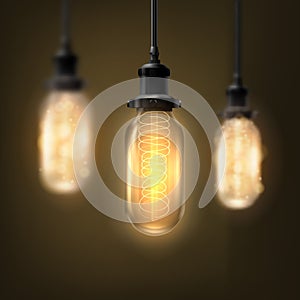 Decorative Retro design edison light bulb set. Lamps of different shapes.