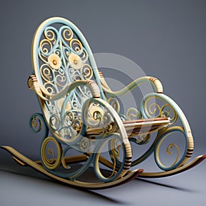 Decorative Rocking Chair With Cinema4d Rendered Style