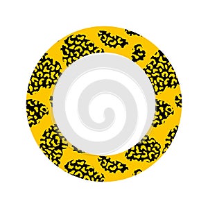 Decorative round border with animal print. Trendy leather skin. Black and orange frame with modern ornament of stylized