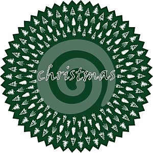 Decorative round christmas border with sketches various fir trees