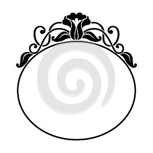 Decorative round frame with floral pattern