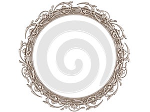 A decorative round picture frame isolated