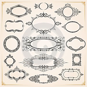 Decorative rounded circle and oval frames and borders set photo