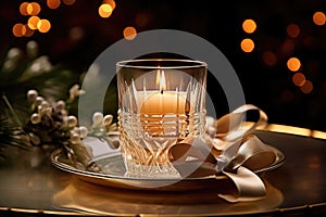 Decorative scent candle in glass at event celebration