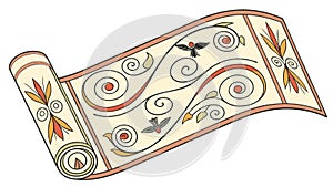 Decorative Scroll with Elegant Floral Elements, vector design Generative AI