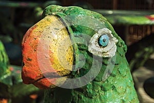 Decorative sculpture of colorful parrot