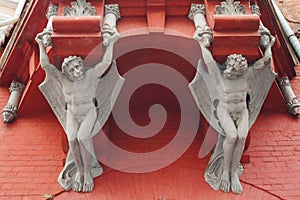 Decorative sculptures on an old building