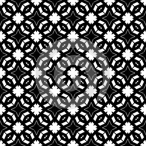 Decorative Seamless Floral Geometric Black & White Pattern Background