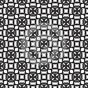 Decorative Seamless Floral Geometric Black & White Pattern Background. Complicated, material.
