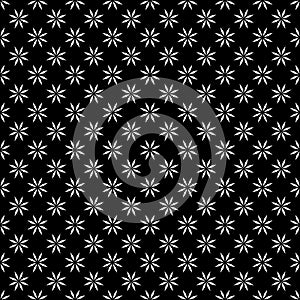 Decorative Seamless Floral Geometric Black & White Pattern Background