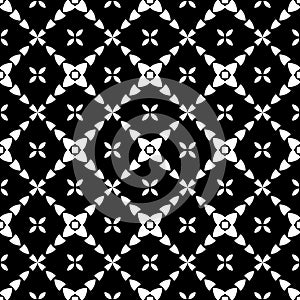 Decorative Seamless Floral Geometric Black & White Pattern Background