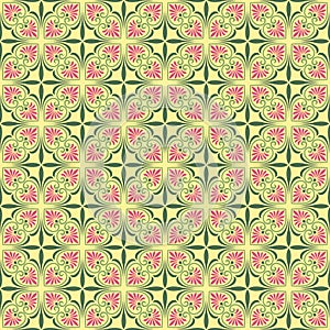 Decorative seamless floral pattern, classic art. Swatch included.