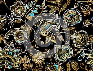 Decorative seamless floral pattern for fabric, tapestry, wallpaper and backgrounds in the style of a traditional oriental paisley