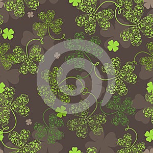 Decorative seamless with green trefoil photo