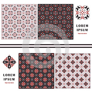 Decorative seamless pattern. Symbol element. Abstract template set of cards. Lace ornament, mandala. Arabic, Islam design elements