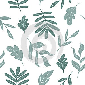 Decorative seamless spring pattern. Endless texture with hand-drawn leaves