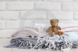 Decorative shelf on wall as detail of kid room interior