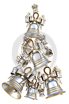 Decorative silver bells for Christmas and New Year.