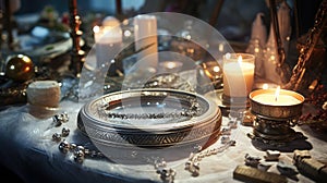 decorative silver circle frame