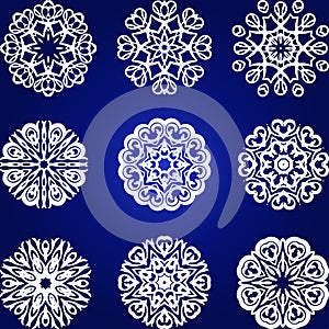 Decorative Snowflakes Vector Set, floral element