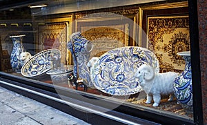 Decorative souvenirs window display ,Istanbul, Turkey.