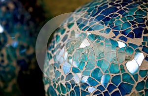 Decorative Spheres with Blue Mosaic Pattern