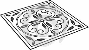 Decorative Square Floor Tile with Elegant Geometric Design, vector design Generative AI
