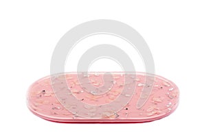 Decorative stand made of epoxy resin. Flower patterns. On a white background.