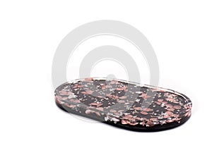 Decorative stand made of epoxy resin. Flower patterns. On a white background.