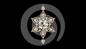 A decorative star-shaped jewel featuring a large central diamond generated photo