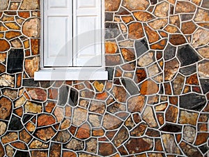 Decorative Stone Wall with Window