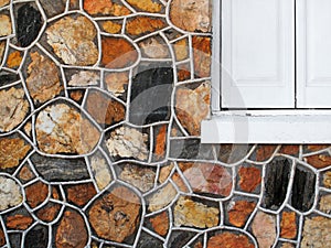 Decorative Stone Wall with Window