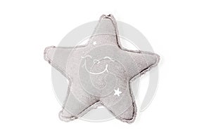 Decorative stuffed star cuddle toy isolated on white