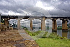 Decorative and sturdy old Irwin Bridge on river Krishns