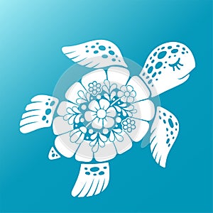 Decorative stylized image of a sea turtle. World oceans day