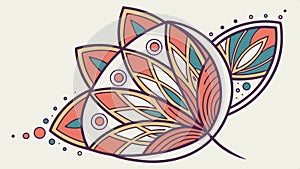 Decorative stylized leaf illustration with patterns vector design Generative AI