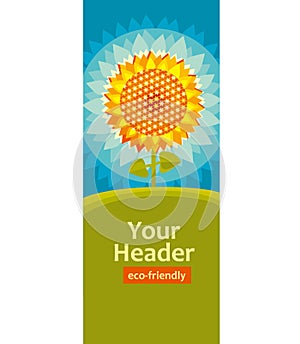 Decorative stylized sunflower poster template.