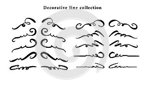 decorative swirl hand drawn vintage elegant line flourish collection vector design assets, doodle style line flourish decoration