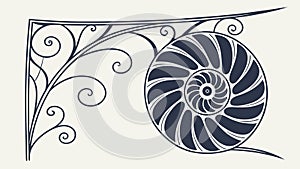 Decorative Swirl with Nautilus Shell Pattern Elegant Design, vector design Generative AI