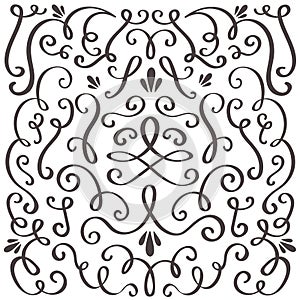 Decorative swirls. Swirled vintage ornament, swirling border and simple frame. Swirl decoration border vector graphic