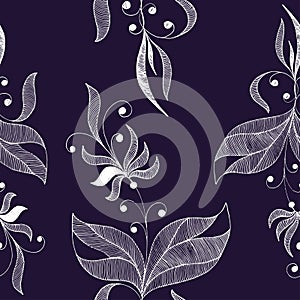 Decorative tendril. Vector seamless pattern .