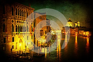 Decorative textured picture of Venice at night