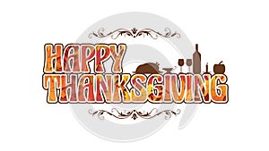 Decorative Thanksgiving Logo with Harvest items in silhouette